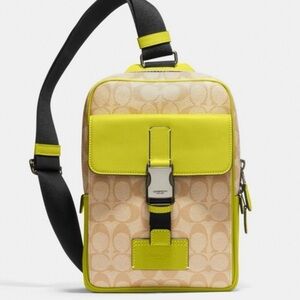 Coach Men's C2711 Track Pack in Yellow and Khaki